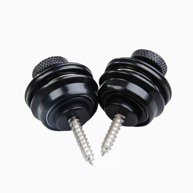 2Pcs Black Strap Locks Straplock Flat Head Safety for Electric Guitar Bass