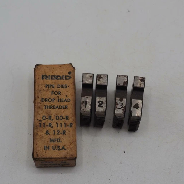 Set of Ridgid 3/8" inch for 111-R, 11-R, 12-R more Pipe Threader Die Set Vintage Set of Ridgid 3/8" inch for 111-R, 11-R, 12-R more Pipe Threader Die Set Vintage