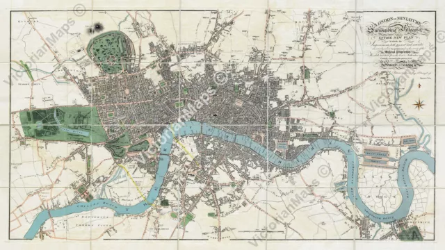 antique guide map historical plan London E. Mogg 1814 XLarge art print poster