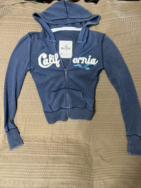 Hollister Sweatshirt Blue Zip Up Hooded Hoodie California Girls? Womens? Medium