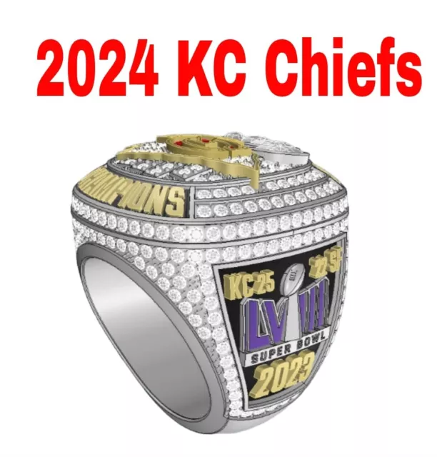 NEW 2023 2024 KC Chiefs Super Bowl Ring Championship Ring with wooden