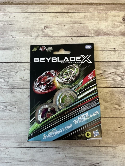 BEYBLADE X CHAIN Incendio 5-60HT and Arrow Wizard 4-60N Top Dual Pack ...