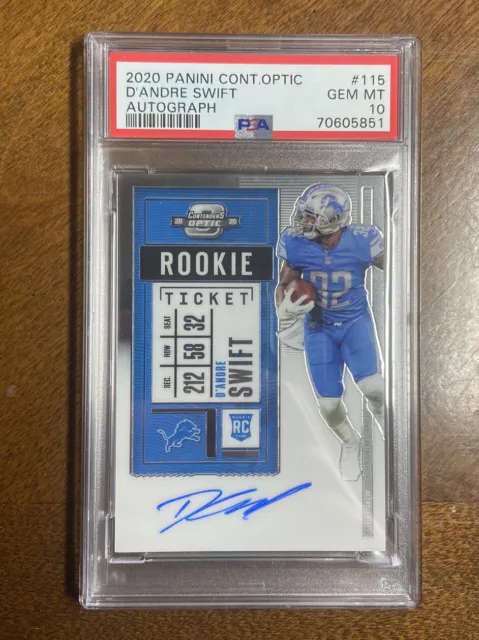 2020 Panini Contenders Optic D'Andre Swift Rookie Ticket Auto - PSA 10