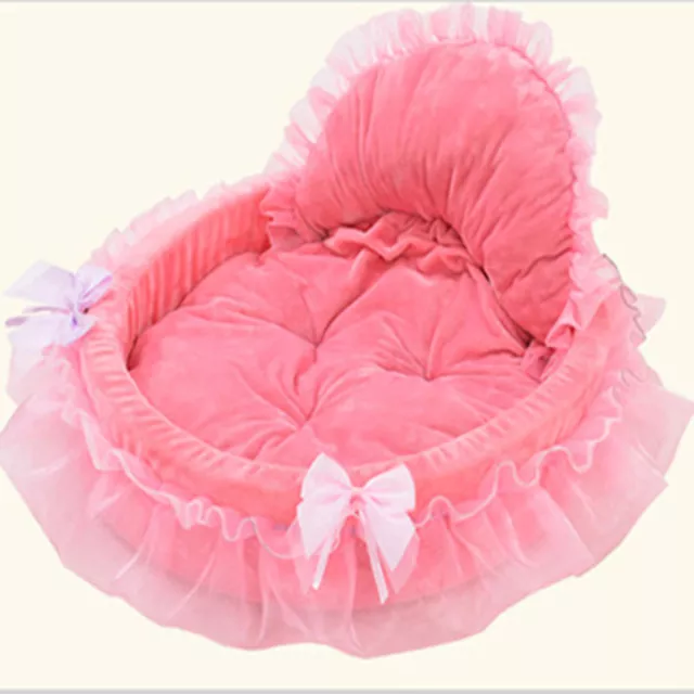 Cat Dog Pet Puppy Princess Bowknot Lace Ruffle Warm Soft Bed Dog House New