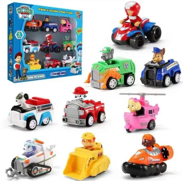 Pat Patrouille 9 Figurines Avec Boîte Paw Patrol Jouet Ryder Chase Marshall