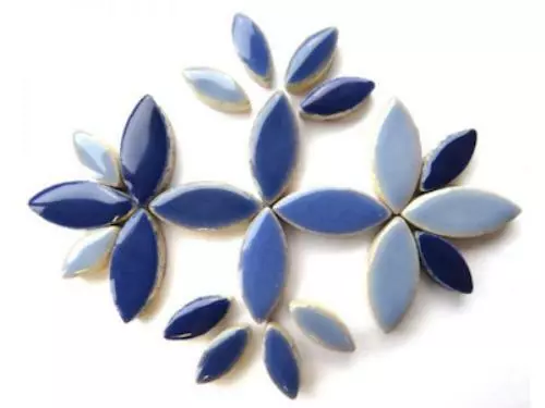 Blue Mixed Ceramic Petals  - Mosaic Tiles Supplies Art Craft