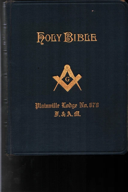 vintage 1965 Holman Masonic holy bible Plainville Lodge #678 hardback