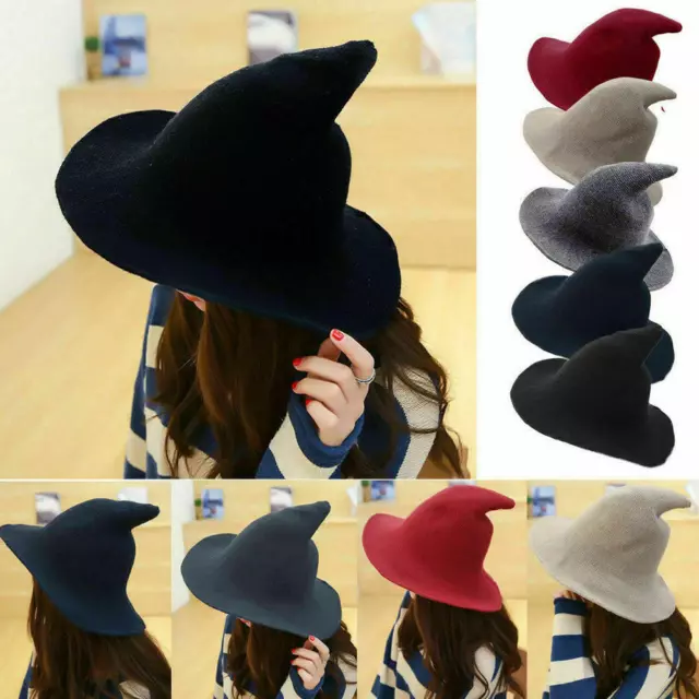 Women's Halloween Witch Hat Wool Knitted Cap for Party Cosplay Costume Accessory