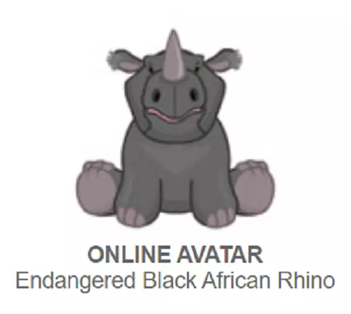 WEBKINZ CLASSIC ENDANGERED Black African Rhino *Code Only* $25.99