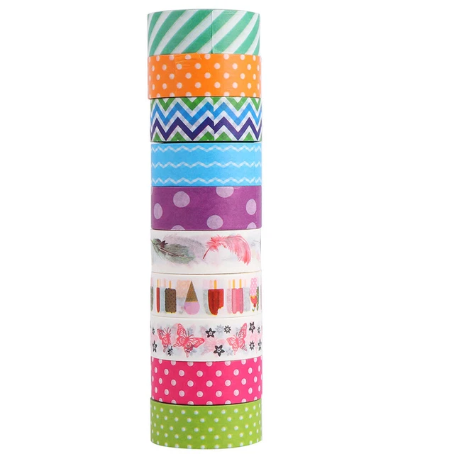 10 rollos de cinta de papel de moda etiqueta delicada pegatina elegante diario cuenta de mano