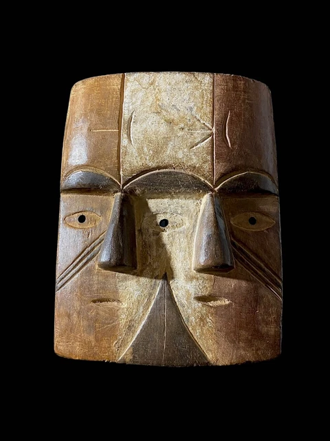 African Mask Tribal Face African Premiere Art Africa Lega Mask Three Faces-6795
