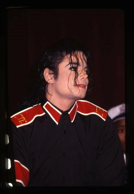 Michael Jackson Candid 90's Pose in Military Jacket Original 35mm Transparency