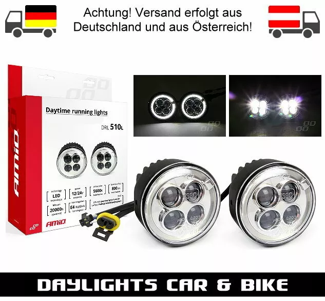 NSSC AMiO LED Tagfahrlicht + Angel Eyes Lichtring Rund 70-90mm Nebelscheinwerfer