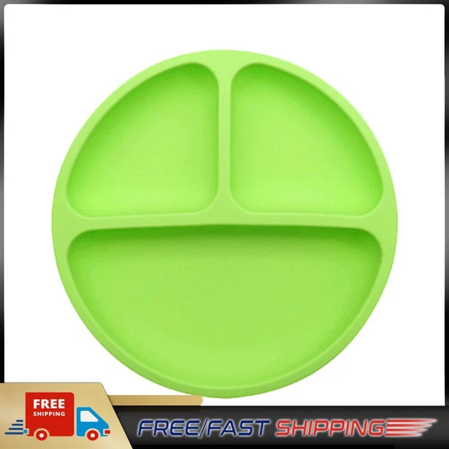 Cute Baby Infant Dining Plate Non Slip Training Sucker Dishes Tableware (Green)