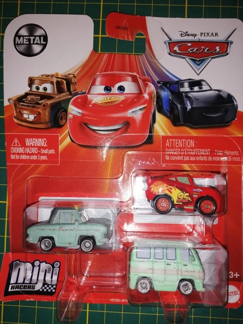 Lot de 3 mini voitures cars racer Disney Pixar Mattel en metal neuf en coffret