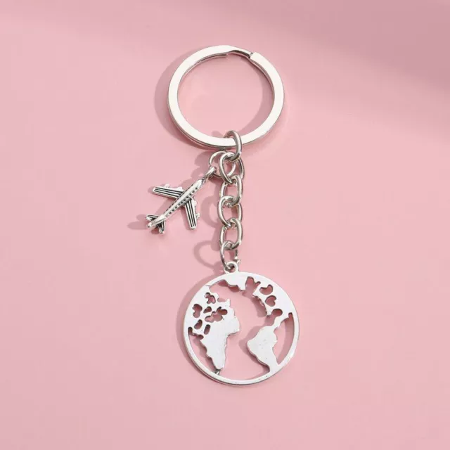 1pc Travel Pendant Keychains Earth Airplanes Keyrings Unisex Fashion Jewelry Acc