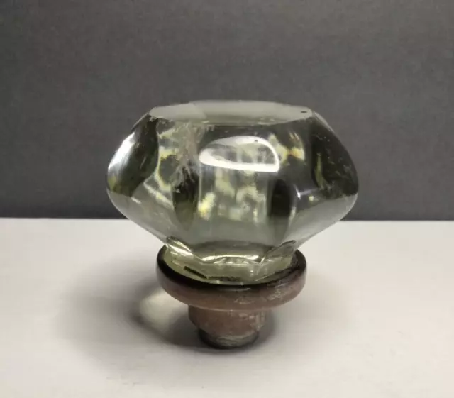 Vtg. Victorian 8 Point Octagon Architectural Salvage Manganese Glass Door Knob 2