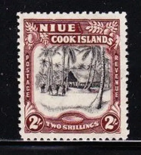 Album Treasures Niue Scott # 84  2sh  Village Scene Mint LH