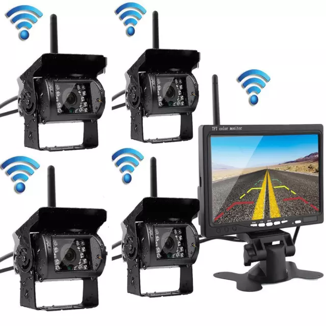 7" Monitor Wireless Rear View Backup Camera Night Vision System for Car RV Truck