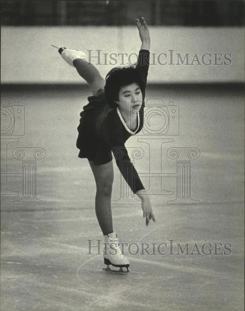 1981 Press Photo Figure skater Kanae Tagawa practices for Red,White & Blade show