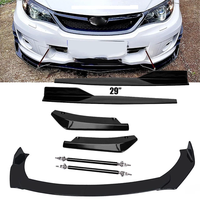 For Subaru WRX STI Front Bumper Lip Splitter Spoiler Body Kit Glossy Black Rods