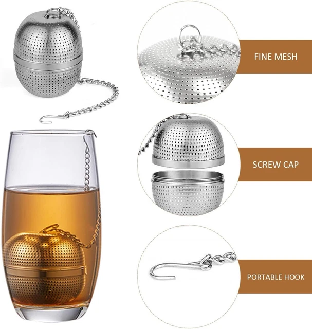 Juliyeh Colini Da Tè In Acciaio Inox 304 - Set Di 2 Con Catena Per Tè Sfuso E Spezie - Foto 9