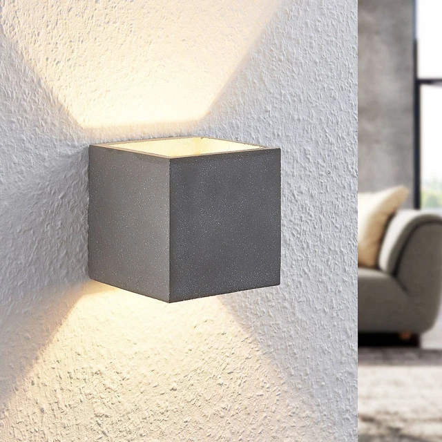 LED-Wandleuchte Nellie Beton Würfel Lindby Up- und Downlight G9 Industriell