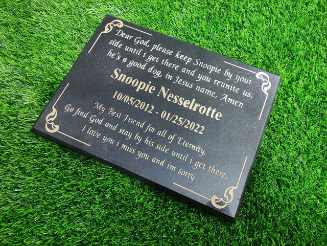 Black Granite Dog Pet Headstone Engraved Cemetery Memorial Grave Marker Plaque