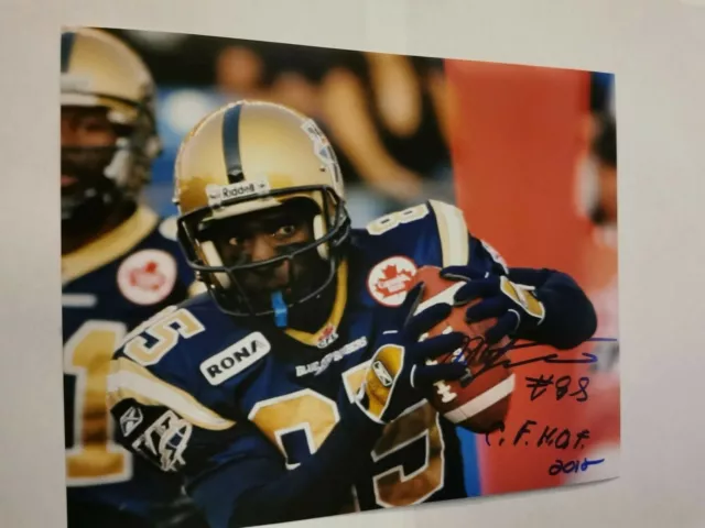 Milt Stegall With 1 Insc Winnipeg Blue Bombers Cfl 8X10 Signed Photo With Coa