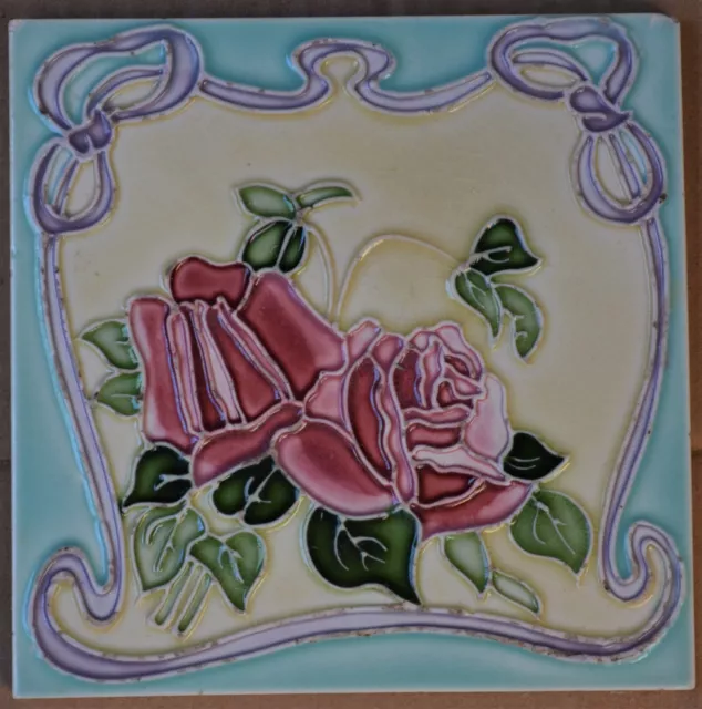 Antique Boote - Art Nouveau Majolica Tile C1900