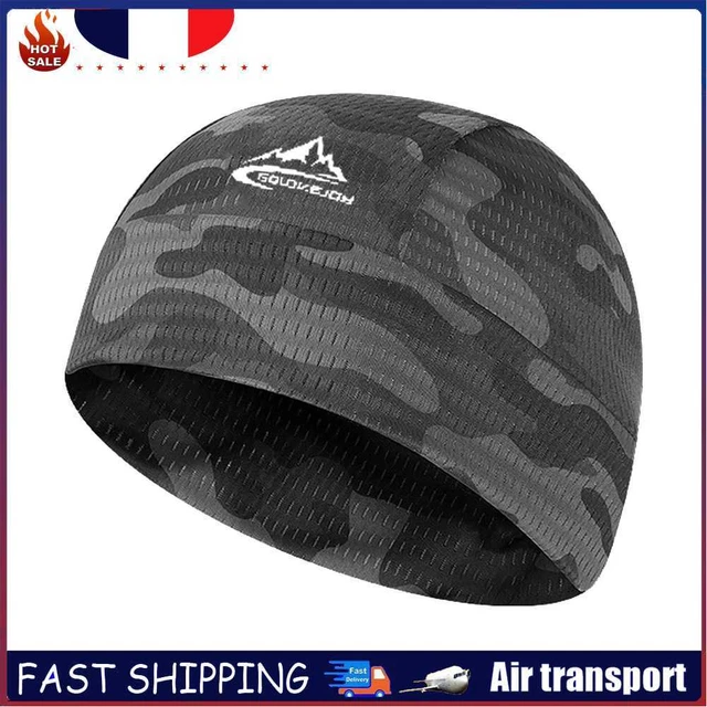 Cycling Helmet Lining Beanie Ice Silk Quick Drying Running Cap (Black Camo)