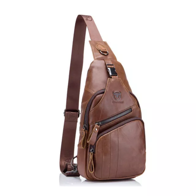 Mens Leather Crossbody Chest Bag Vintage Genuine Satchel Shoulder Sling Travel