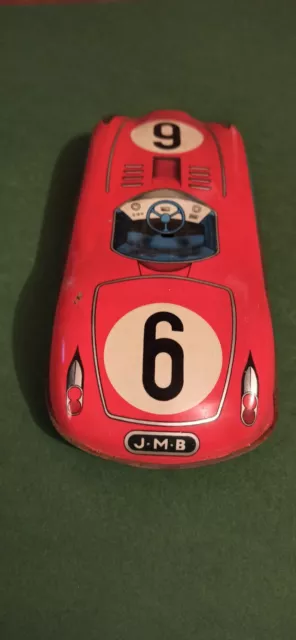 Ancien  jouet voiture de course   tole lithographiée JMB Old toy racing car