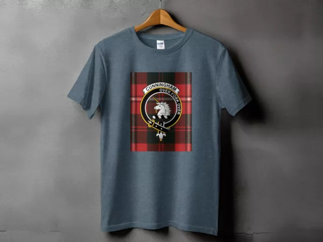 Cunningham Clan Tartan T-Shirt, Scottish Heritage Apparel, Unisex Tee