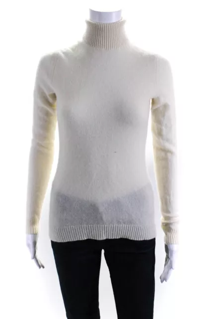 Barneys New York Womens White Cashmere Turtleneck Pullover Sweater Top Size M