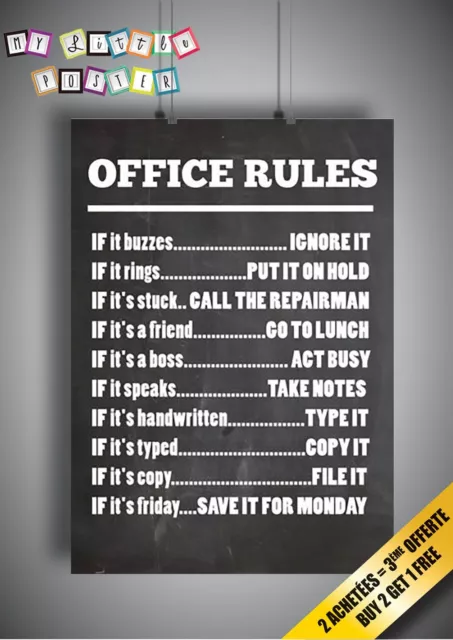 Office Rules Retro Vintage Zitat Plakat