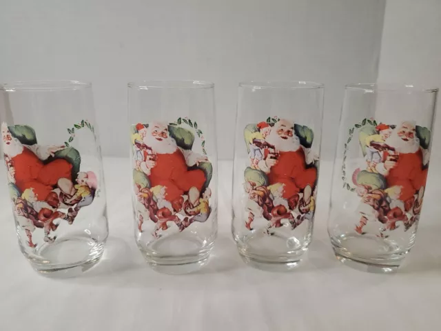 Vintage Coca Cola Haddon Sundblom Santa Claus glasses Set of 4