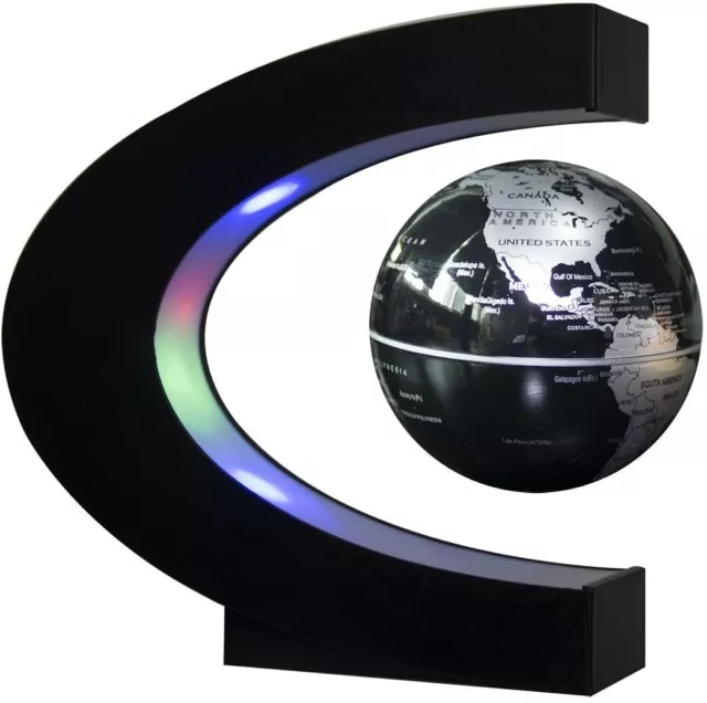 Estefanlo Floating Globe with LED Lights C Shape Magnetic Levitation Floating