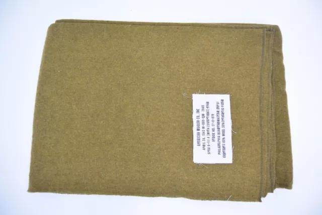 US ARMY WOOL Blanket Military Bedding Premium Quality Mustard Brown WW2 ...