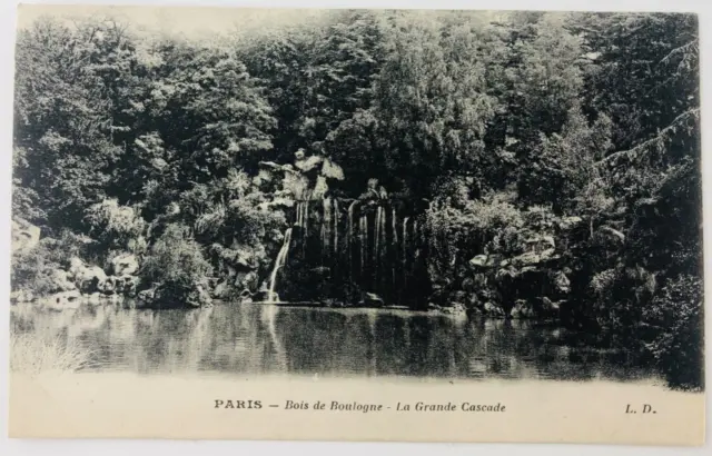 Vintage Paris France Bois de Boulogne La Grande Cascade Postcard P28