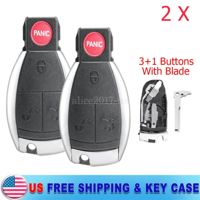 2 Remote Key Fob Shell Case 4 Button Key Blank For Mercedes Benz E C R CL GL SLK