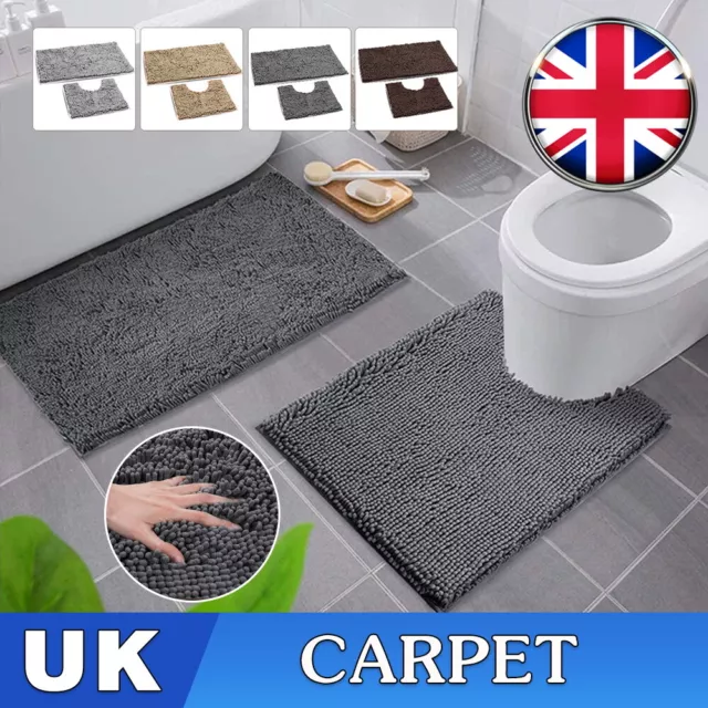 Nonslip Soft Bath Pedestal Mat And Toilet Carpet Bathroom Floor Washable Rug Set