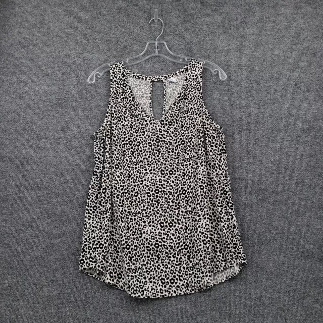 Old Navy Tank Womens M Medium Black White Animal Print Keyhole Back Sleeveless