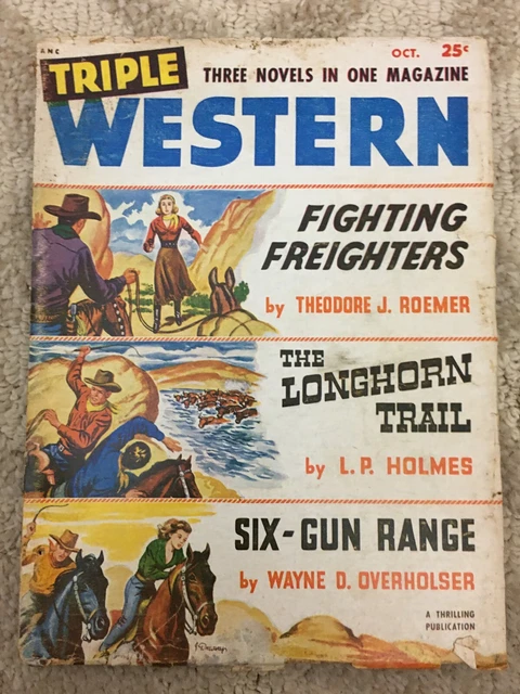 Vintage Triple Western Magazine Three Novels in One Magazine October 1951
