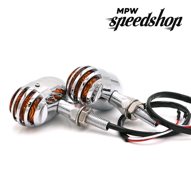 thumbnail image 2 of Pair A-PRO Chrome Motorcycle Steering Indicator Arrows – Custom Naked Universal Rear Turn Signals – FR1406CHRO 2 of 5