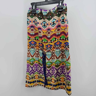 KAS New York Womens Naomi Strapless Dress Multicolor Geometric Drawstring XS New