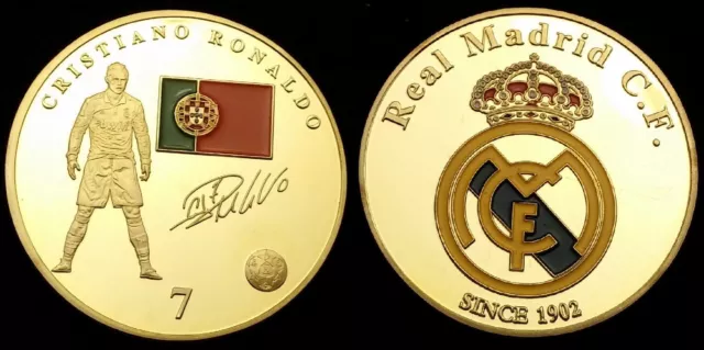 Cristiano Ronaldo Gold Coin Real Madrid Signed Portugal Flag 1902 Saudi Arabia