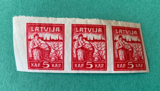 Latvia Latvija  1919 - stripe of 3 unused stamps - Michel No. 25