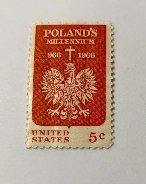 Rare 1966 Poland Millennium Polish Eagle & Cross 5 Cents Stamp Mint Never Hinged