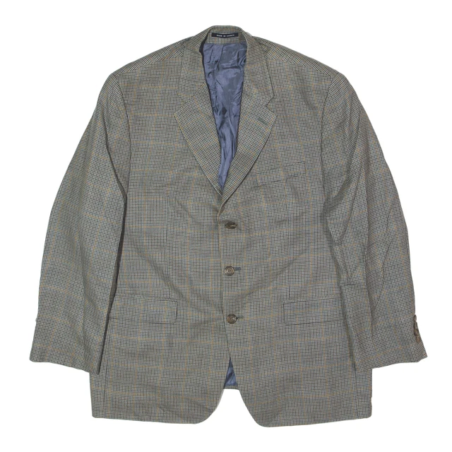RALPH LAUREN Giacca Blazer Miscela Seta Beige Houndstooth Uomo L
